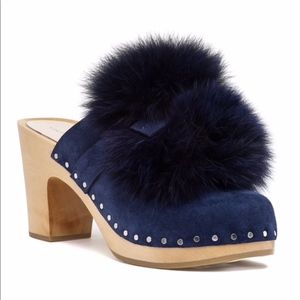 Loeffler Randall Navy Phillips Fur Clog, Size 10